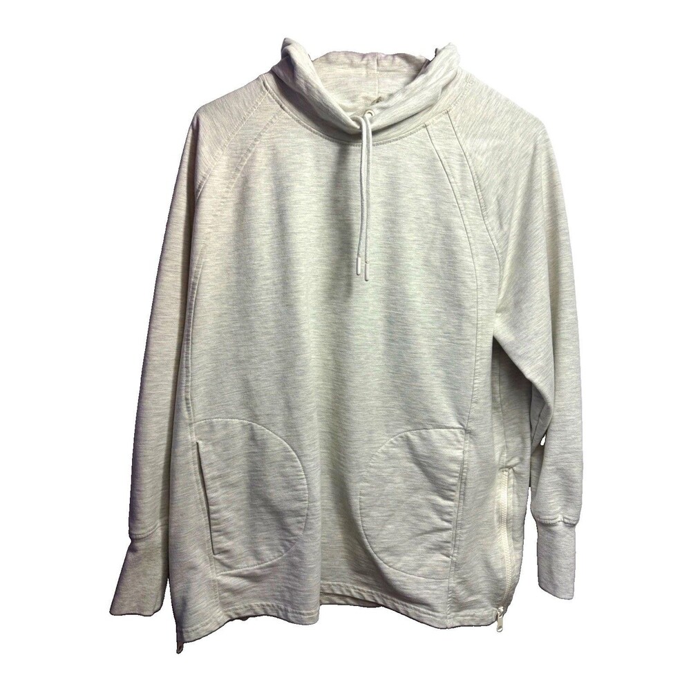 MTA Sports Women’s XL Gray Pullover Sweatshirt Cowl Neck & Pockets side Zips